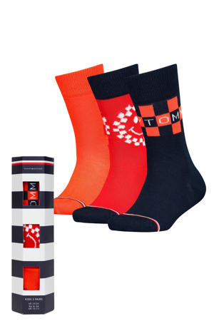 giftbox sokken met all-over print - set van 3 rood