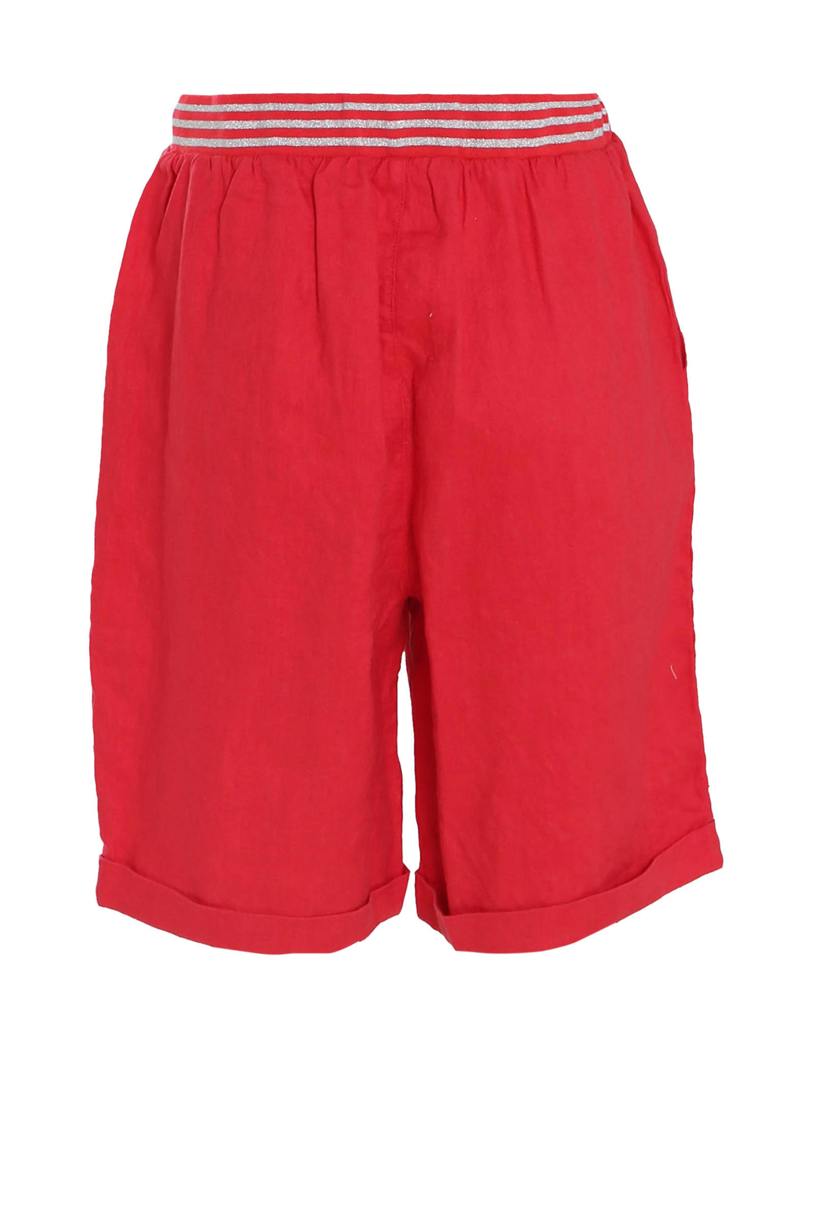 Cassis high waist straight fit korte broek rood/zilver | wehkamp