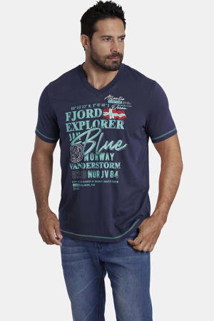 T-shirt NORDGER Plus Size met tekst donkerblauw