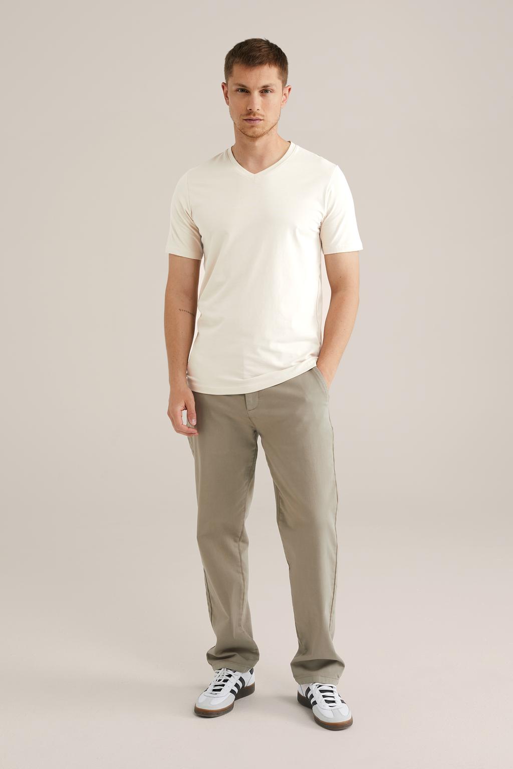 Beige heren WE Fundamentals slim fit T-shirt van stretchkatoen met effen en korte mouwen