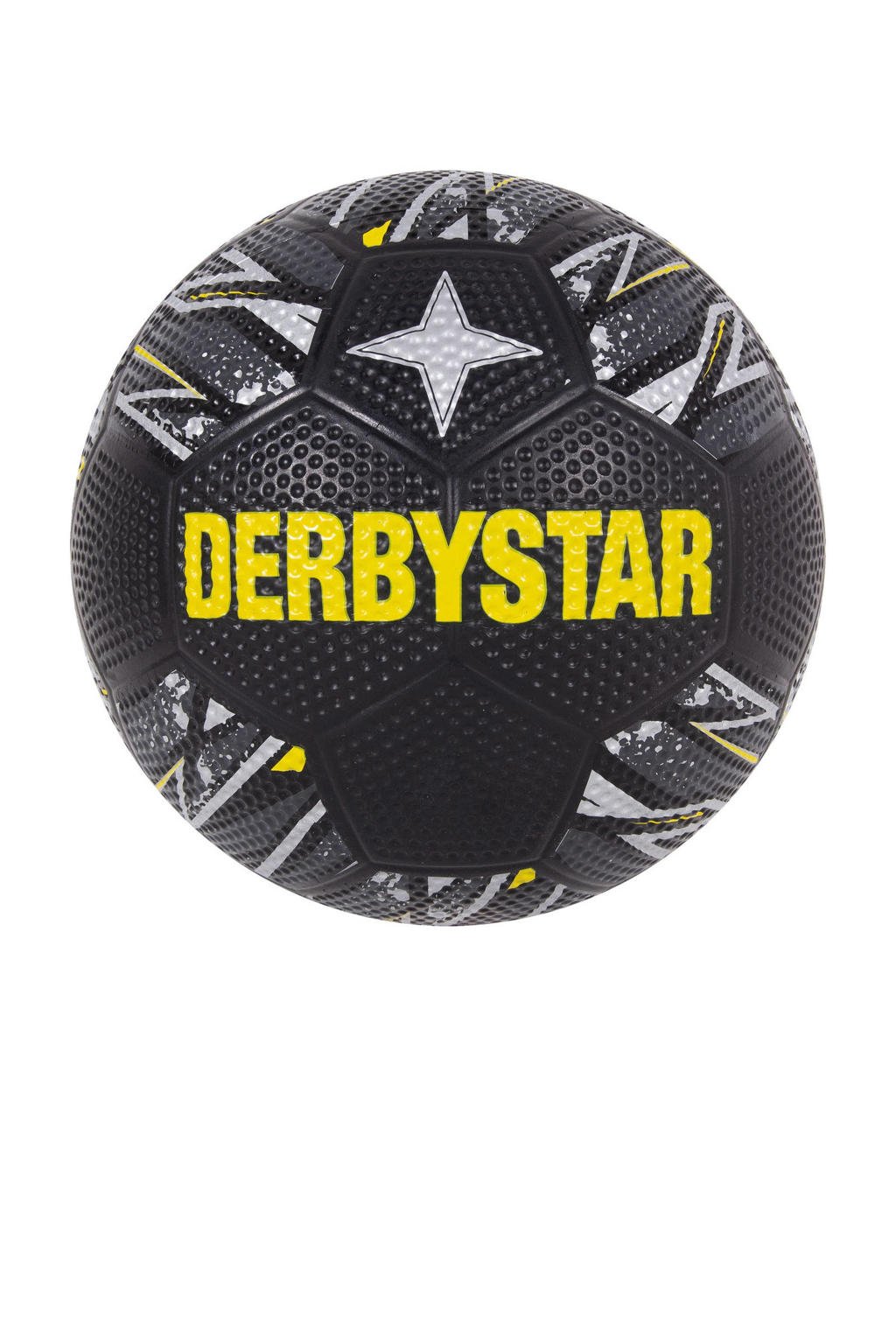 Derbystar   Voetbal straat zwart/silver/geel maat 5