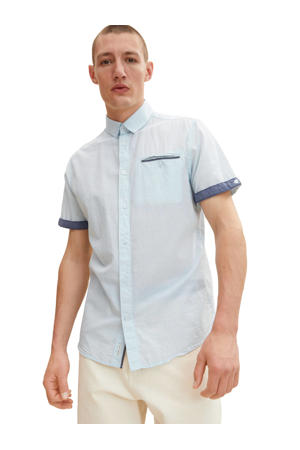 gemêleerd regular fit overhemd met contrastbies mint/white