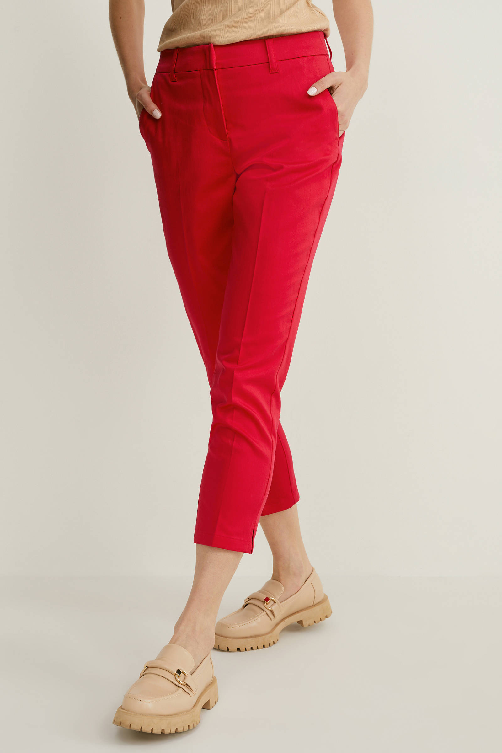 C\u0026A regular fit broek rood | wehkamp