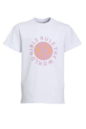 T-shirt LPKENIA met printopdruk wit/roze