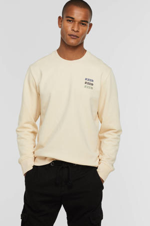 sweater MONTREAL met logo lichtgeel