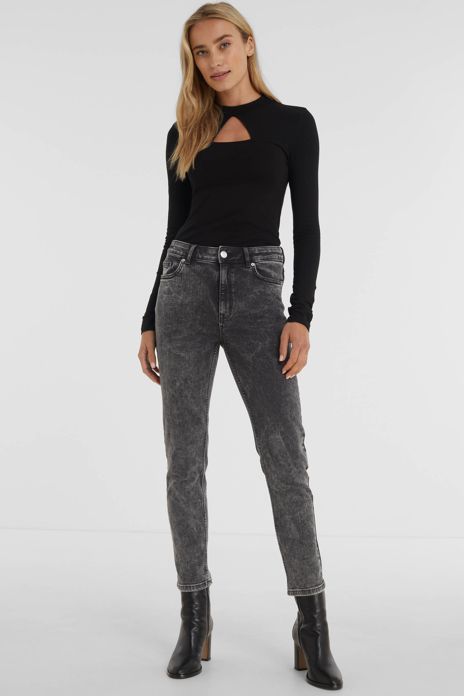wehkamp Dames Kleding Broeken & Jeans Jeans High Waisted Jeans High waist skinny broek VIJEGGY zwart 