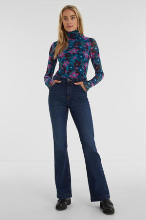 high rise flared jeans donkerblauw