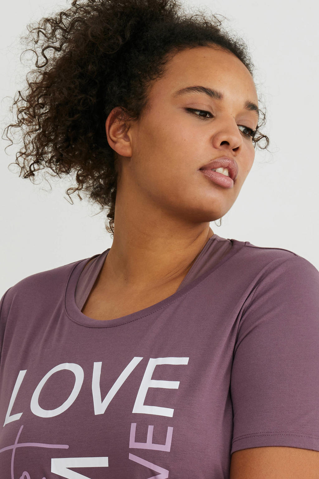 C&A XL Tshirt met tekst oudroze wehkamp