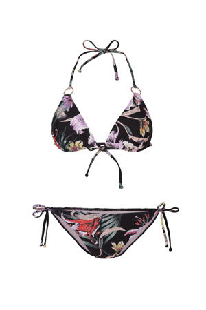 gestreepte triangel bikini Capri Bondey zwart/roze