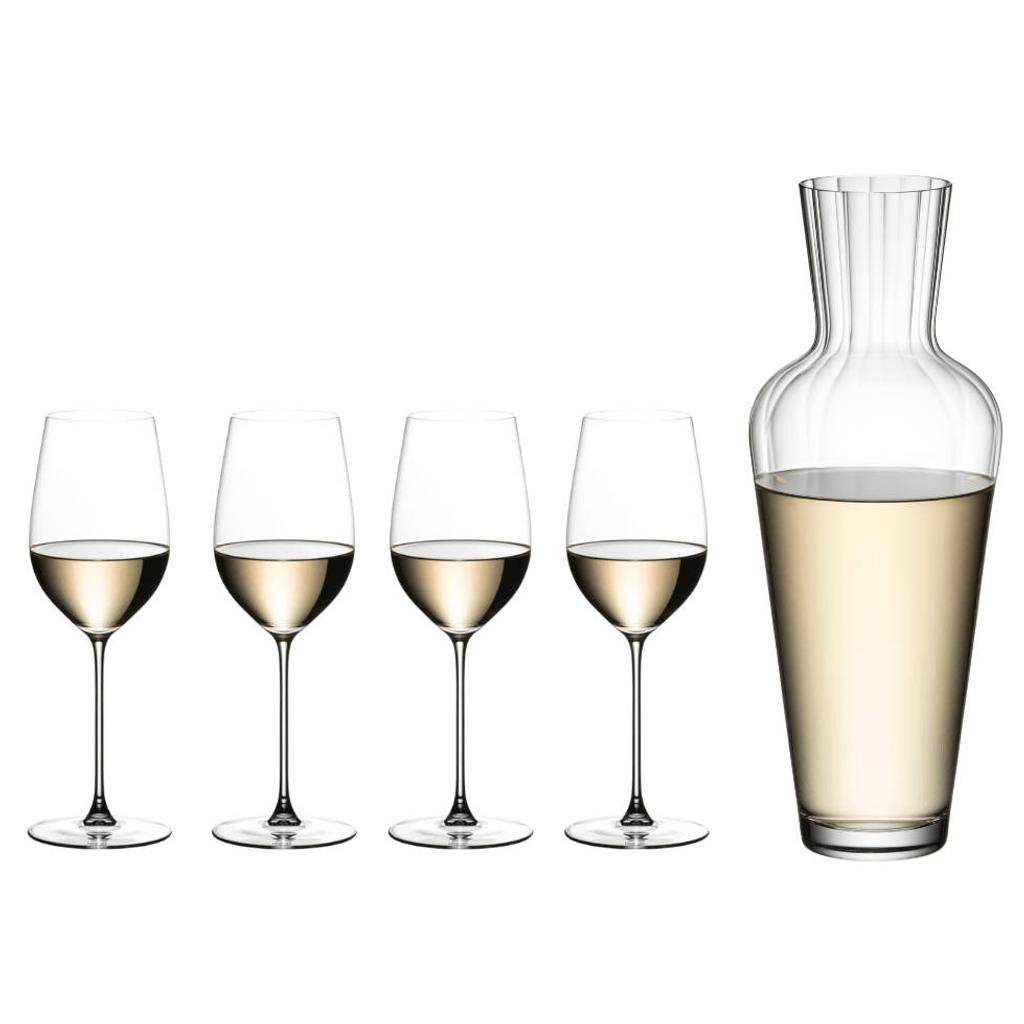 Riedel Wijnglazenset - Witte Wijnglazen - Veritas - Rieseling / Zinfandel + Wine Friendly Decanter