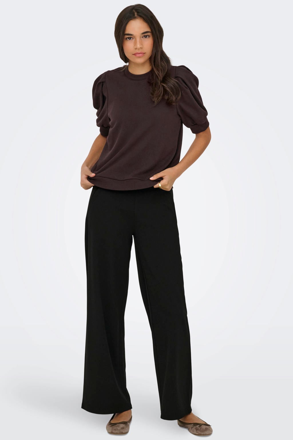 JDY high waist wide leg broek JDYLOUISVILLE zwart