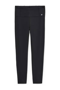 Zwarte dames C&A sportlegging van polyester met slim fit, high waist, elastische tailleband en krijtstreepprint