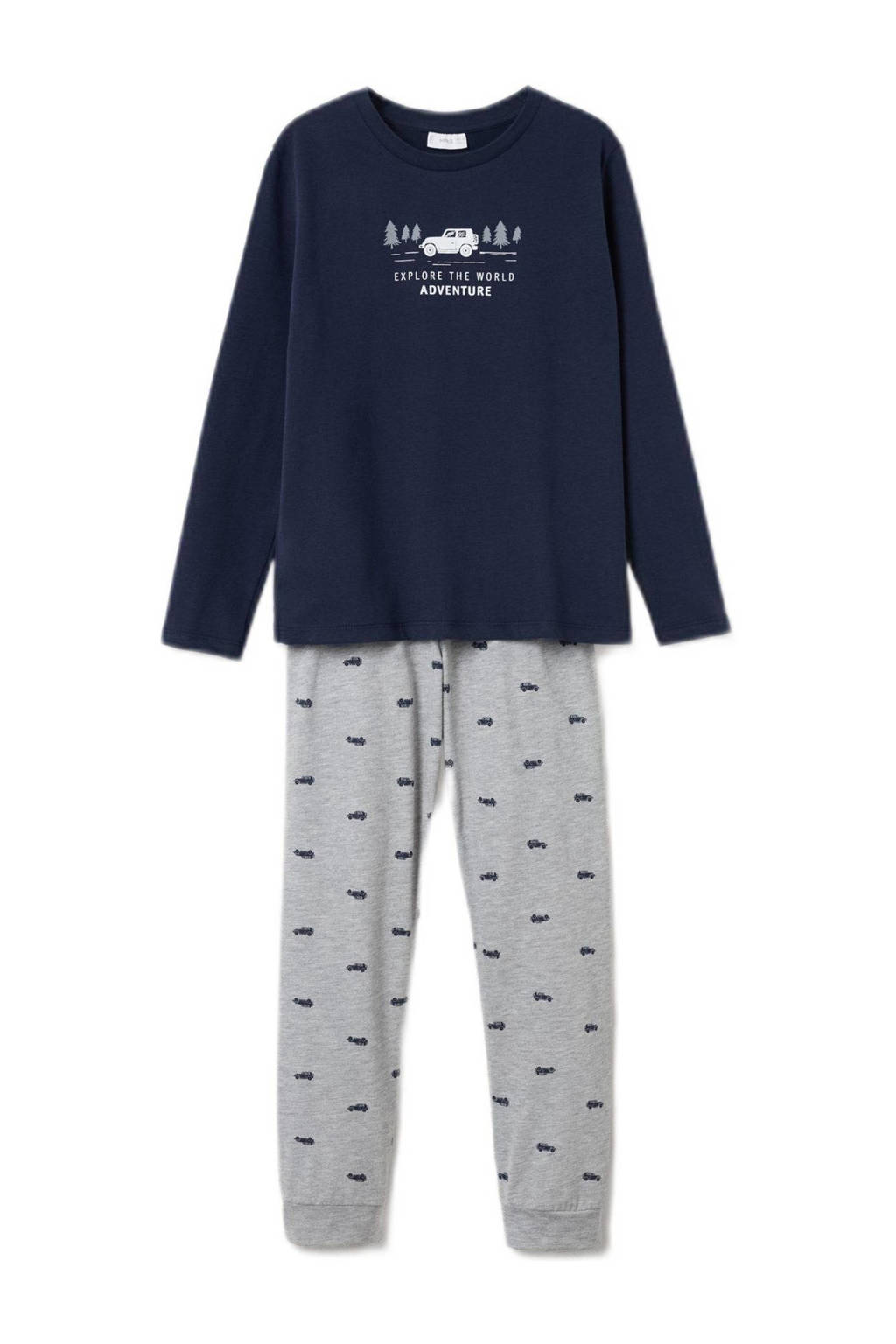 Mango Kids   pyjama met all over print marine/grijs