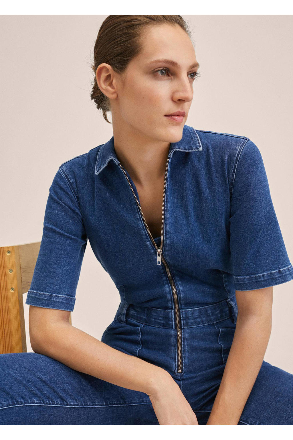 Mango denim jumpsuit blauw kopen? in huis wehkamp