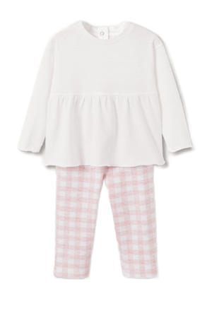geruite pyjama roze/wit