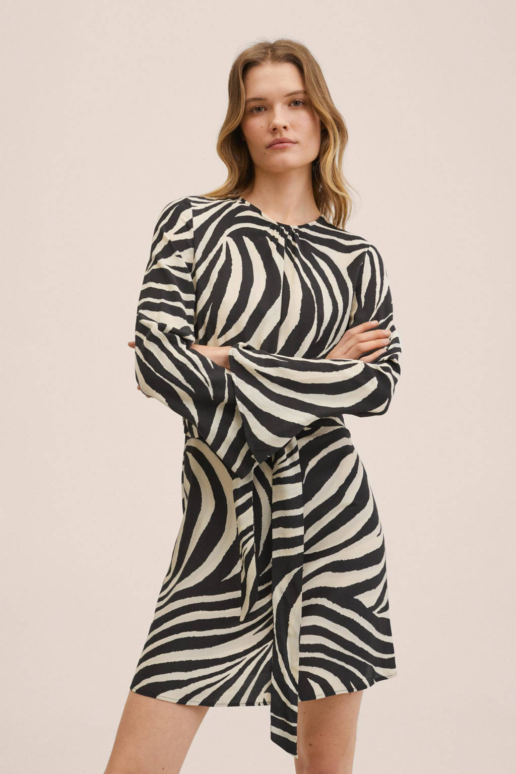 Fragiel Herrie Nu al Mango jurk met zebraprint zwart/wit | wehkamp