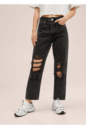 cropped straight fit jeans zwart