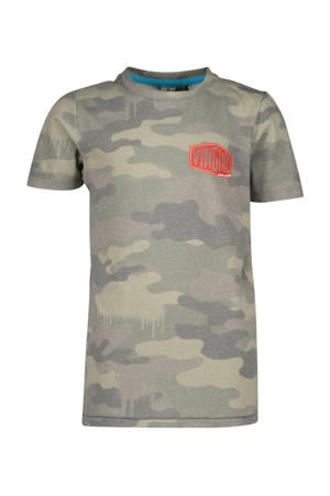 T-shirt Hup met camouflageprint groen