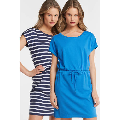 anytime T-shirtjurk - set van 2 blauw & navy/wit