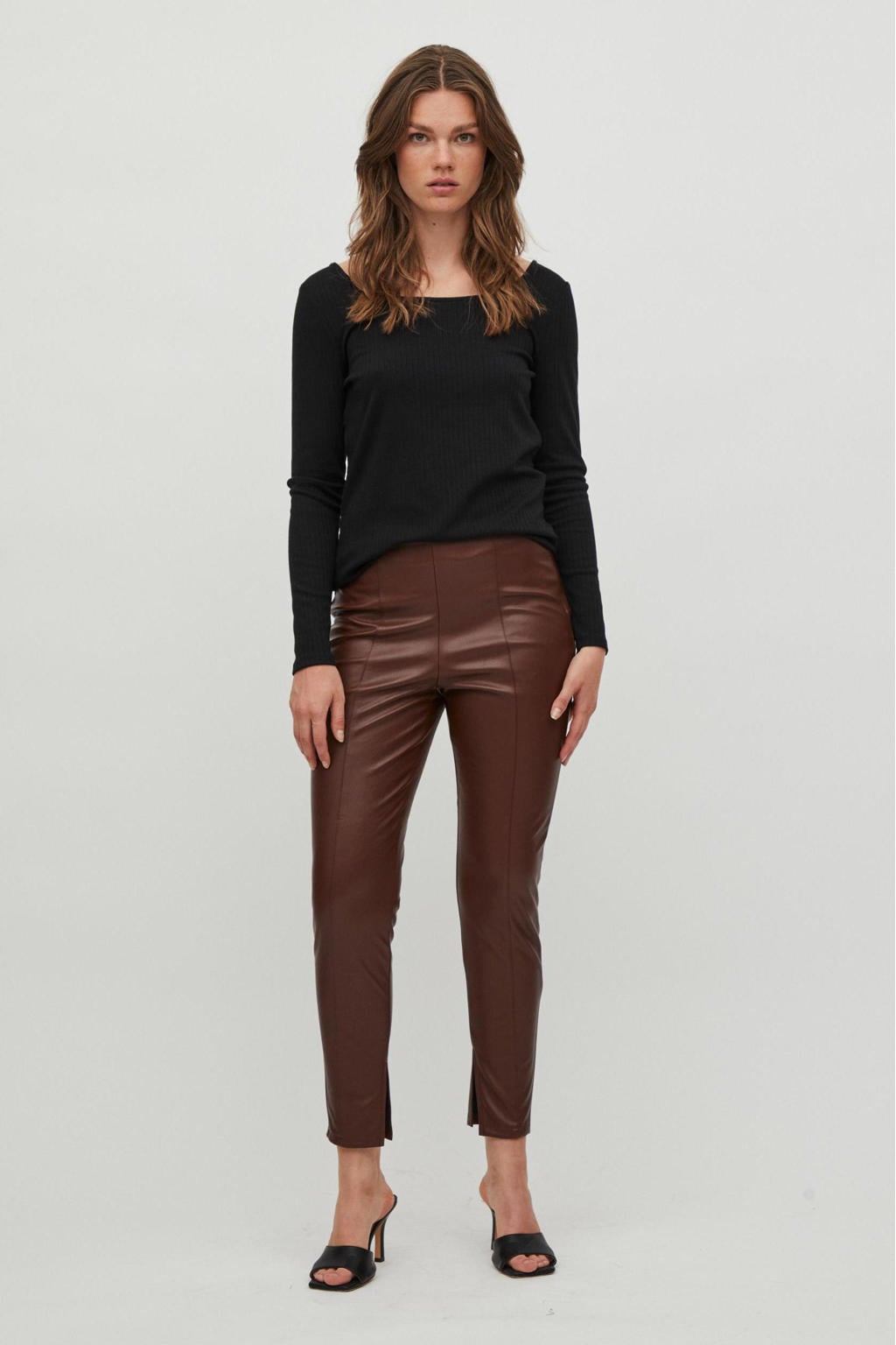 VILA gecoate legging VIDAGMAR bruin