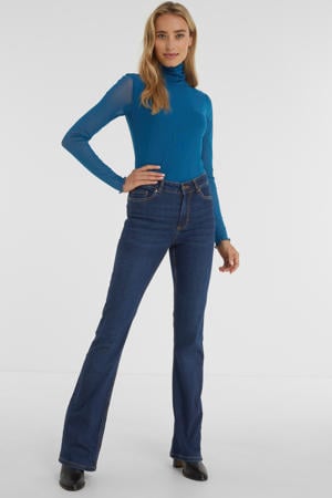 high rise flared jeans donkerblauw
