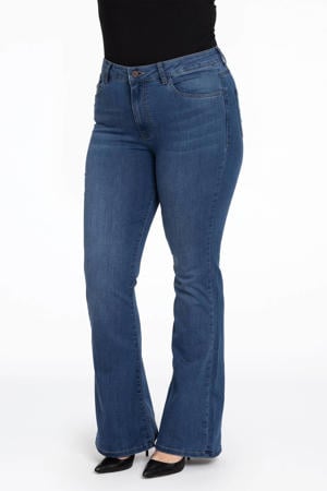 high waist bootcut jeans dark denim