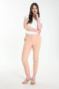 Cassis cropped high waist slim fit pantalon roze