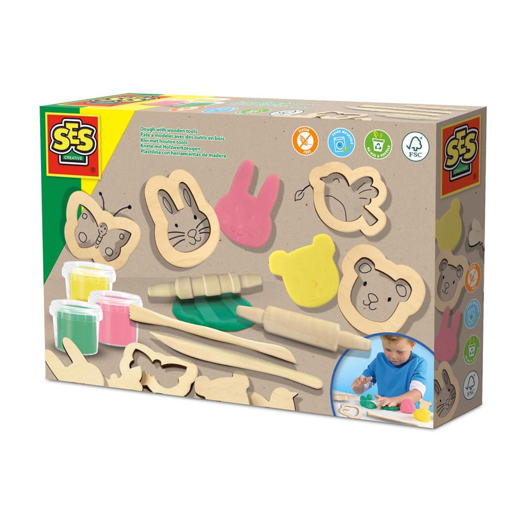 SES klei 3 x 90 g met houten tools