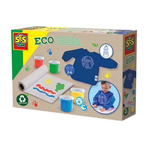 SES Eco vingerverf set met kliederschort - 100% recycled afbeelding