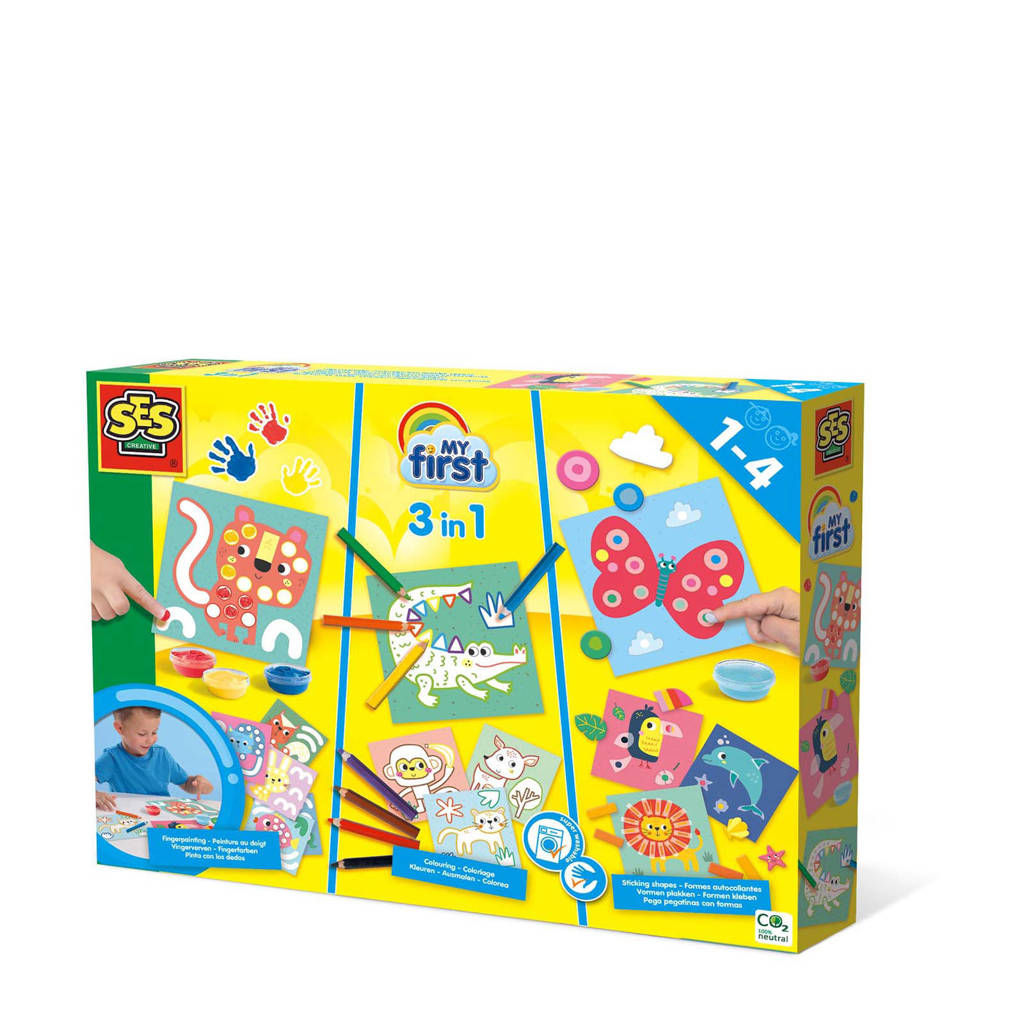 SES My first 3-in-1 vingerverven, kleuren en vormen plakken