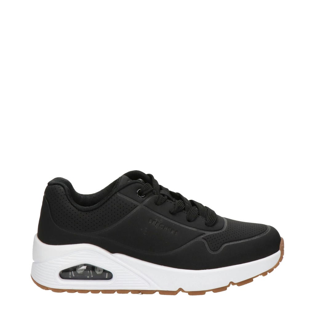 Zwarte jongens en meisjes Skechers Sketchers sneakers van imitatieleer met veters