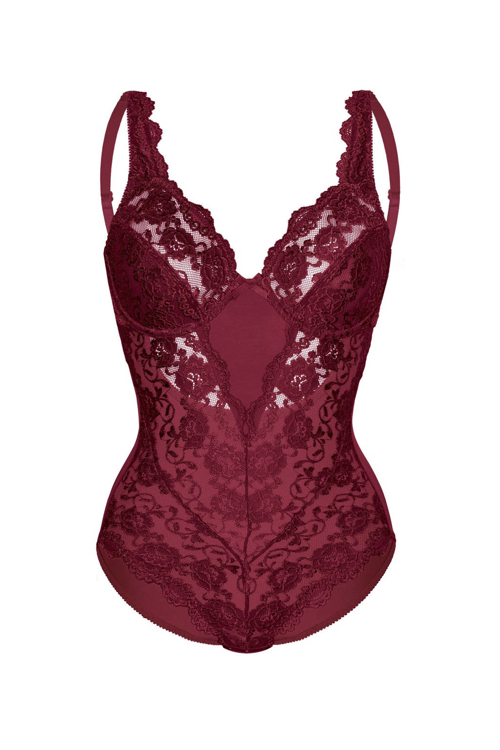 Sassa Mode corrigerende body Classic Lace met kant donkerrood, Donkerrood
