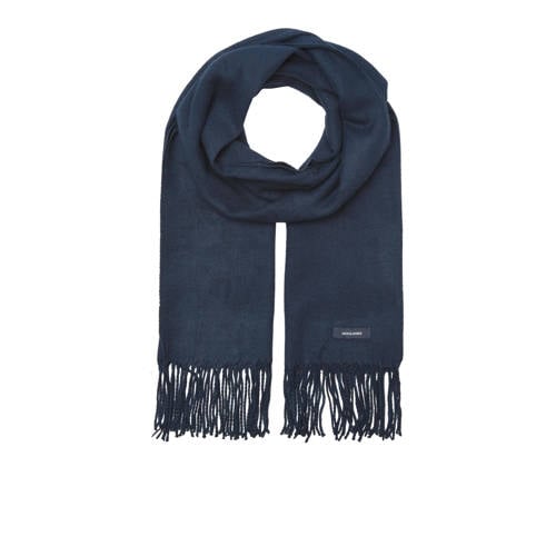 JACK & JONES geweven sjaal JACSOLID met franjes donkerblauw afbeelding
