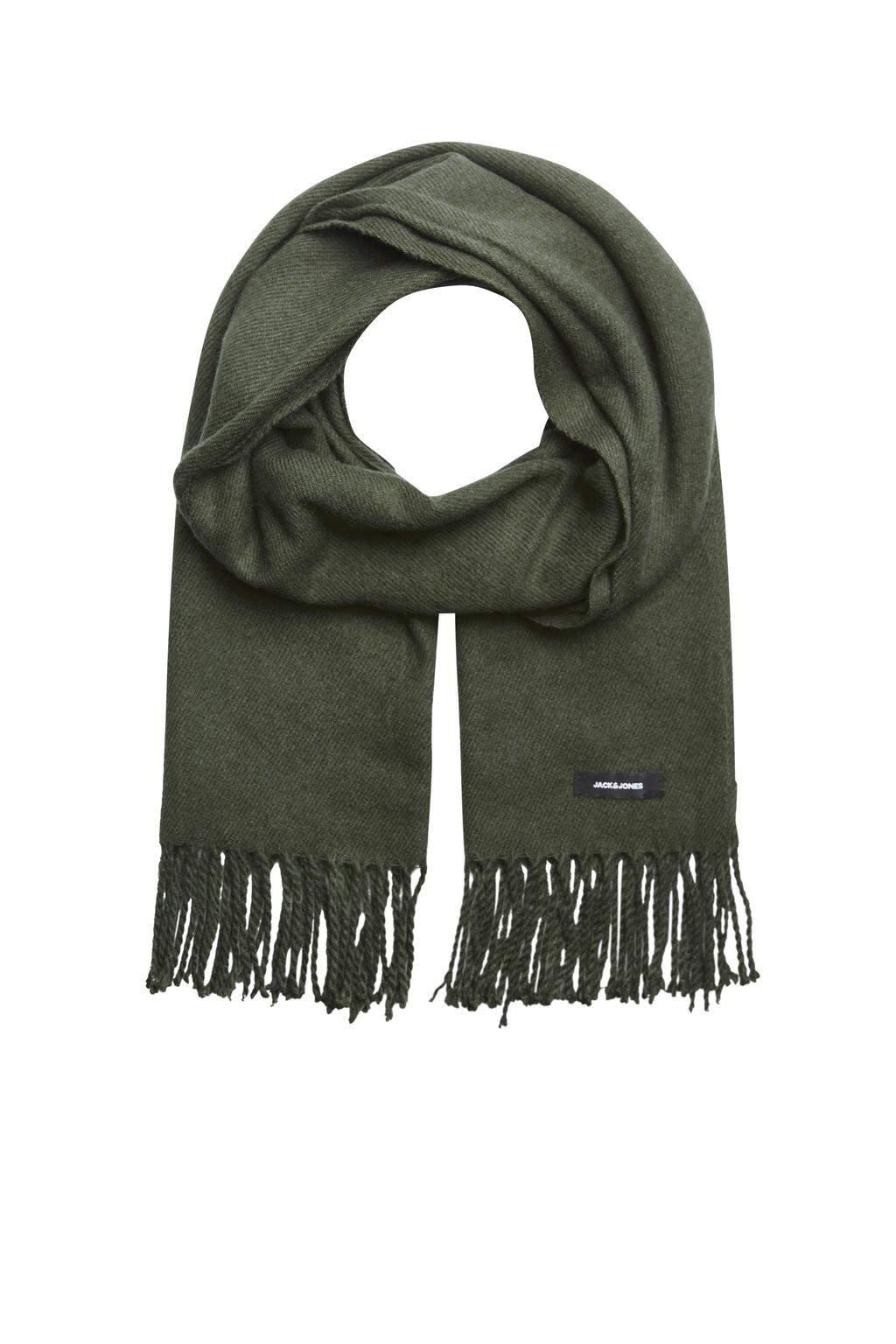 JACK & JONES geweven sjaal JACSOLID met franjes kaki