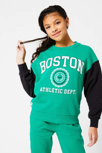 America Today Junior sweater Sloan Jr met printopdruk groen/zwart