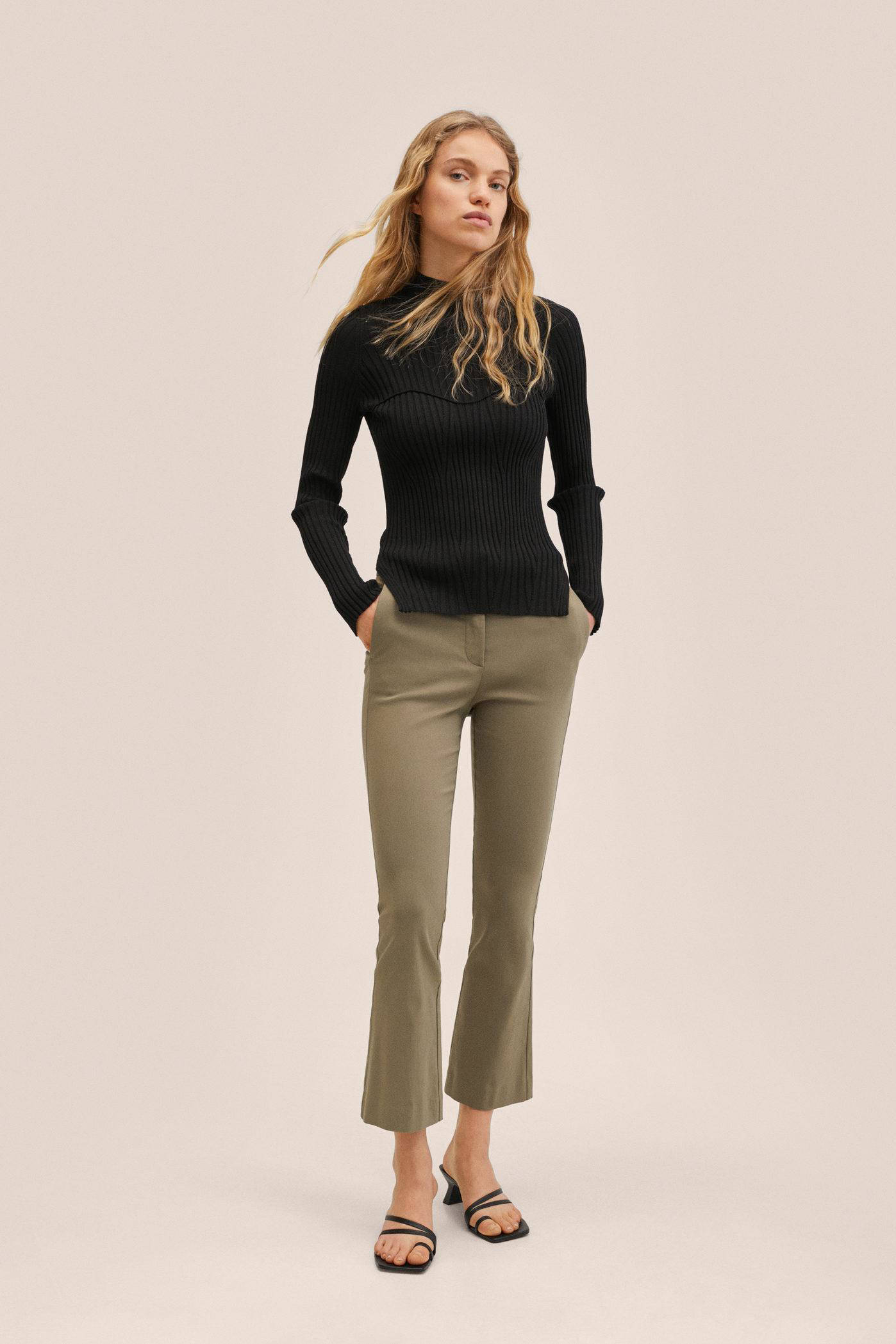 Mango cropped flared broek groen | wehkamp