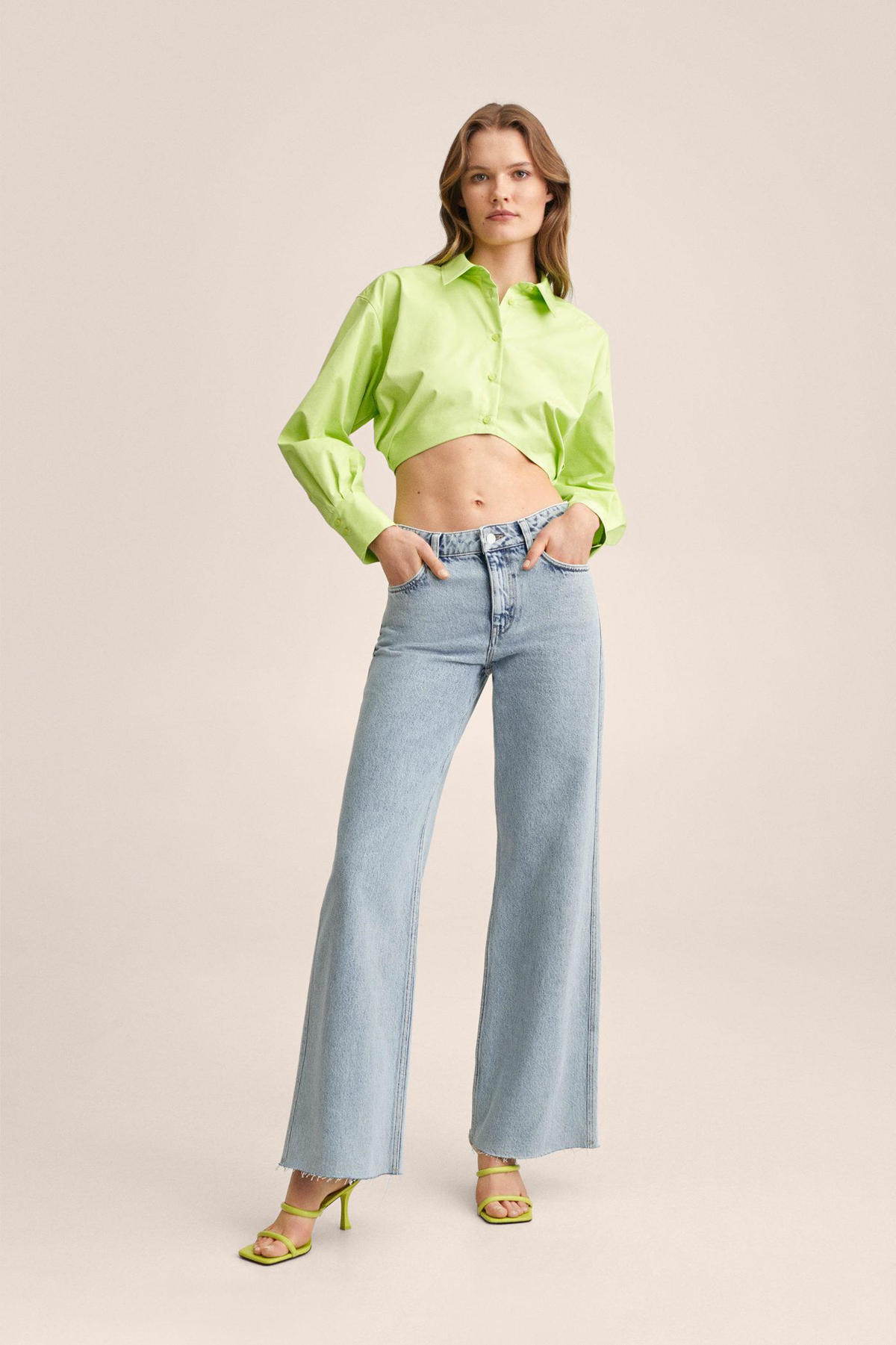 Mango wide leg jeans light denim wehkamp