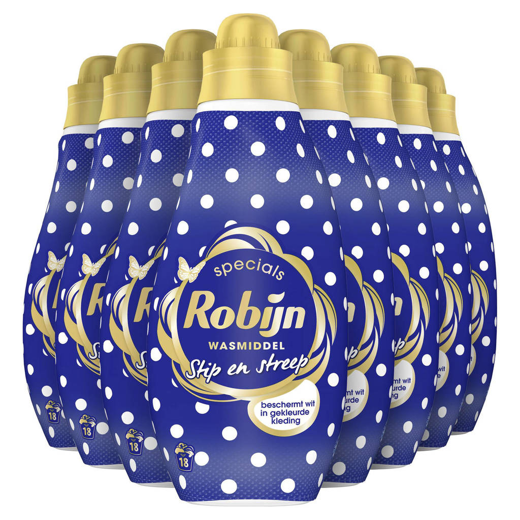 Robijn Specials Stip en Streep Vloeibaar Wasmiddel - 8 x 18 wasbeurten - Voordeelverpakking - 144 wasbeurten