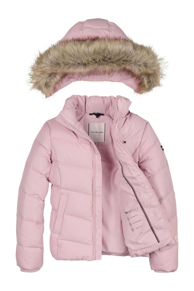 temperament winter ei Tommy Hilfiger gewatteerde winterjas van gerecycled polyester roze | wehkamp