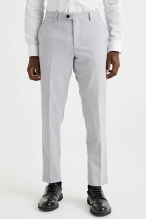 slim fit pantalon van gerecycled polyester light grey melange