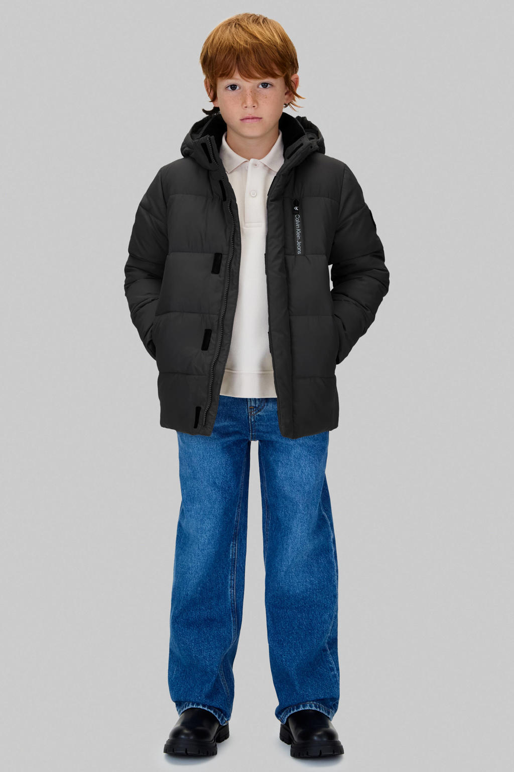 CALVIN KLEIN JEANS gewatteerde winterjas van polyester zwart