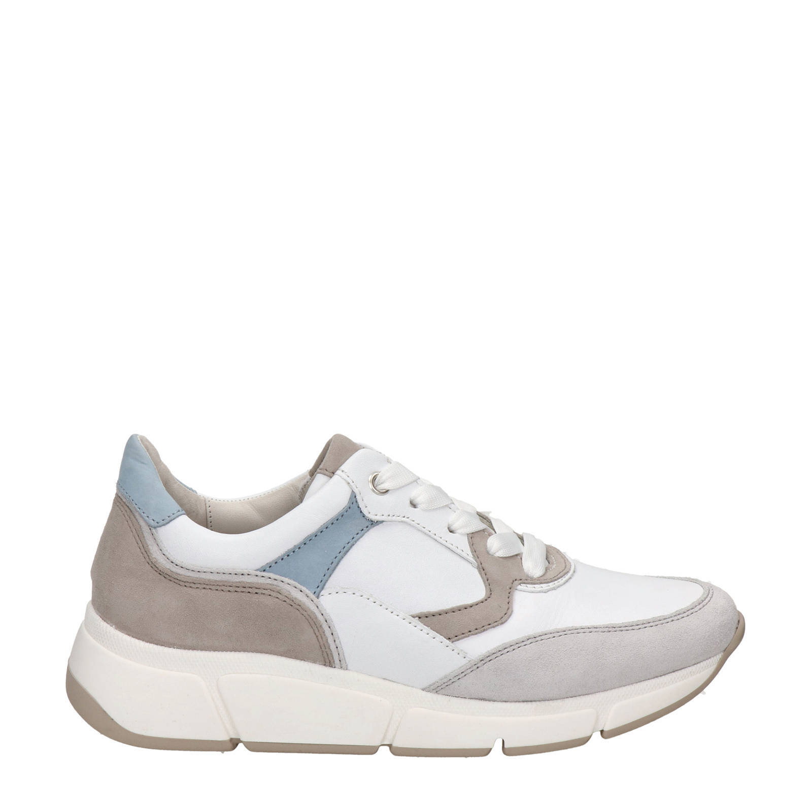 Gabor leren sneakers wit/beige/blauw | wehkamp