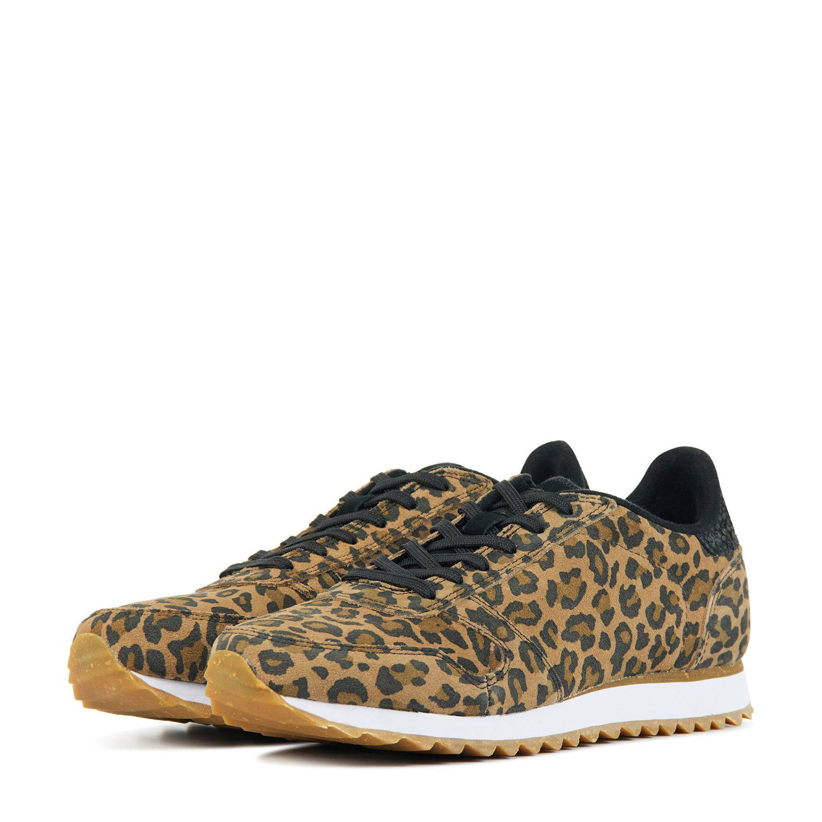 Woden Ydun suède sneakers met panterprint bruin | wehkamp
