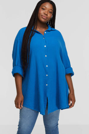 seersucker blouse Lisa blauw