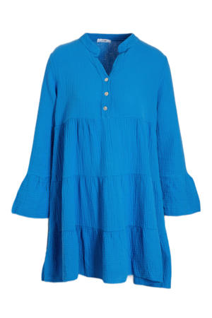 A-lijn jurk Carla met textuur blauw
