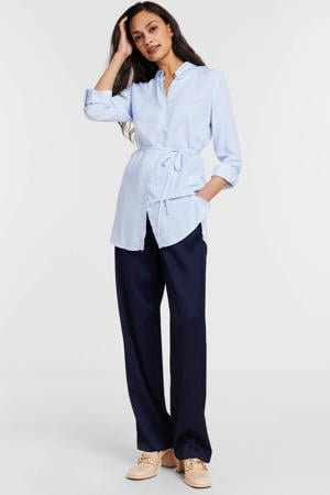 gestreepte blouse Mio lichtblauw/wit