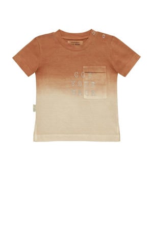 tie-dye T-shirt met biologisch katoen camel/ecru