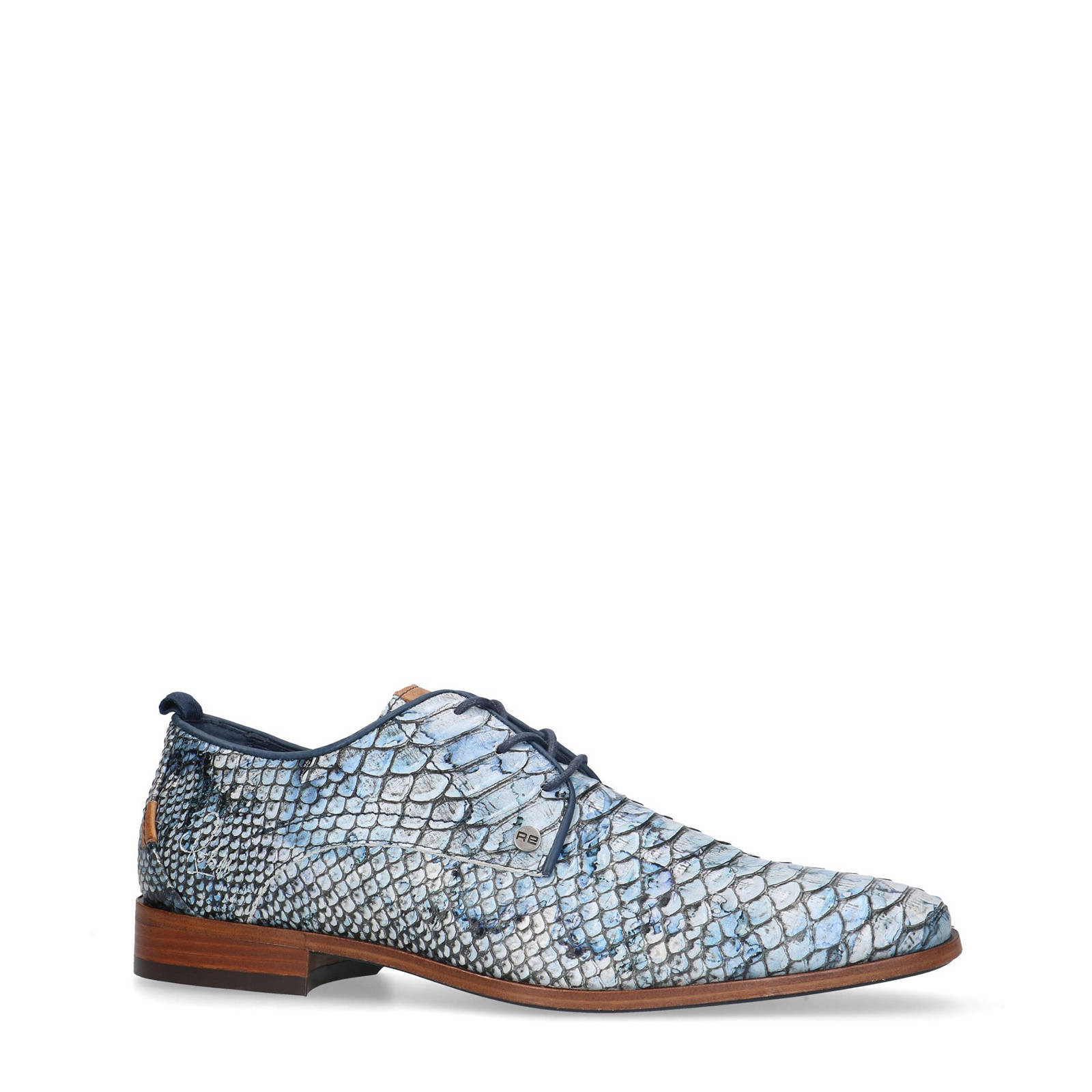 Rehab Greg Snake leren veterschoenen met slangenprint blauw | wehkamp
