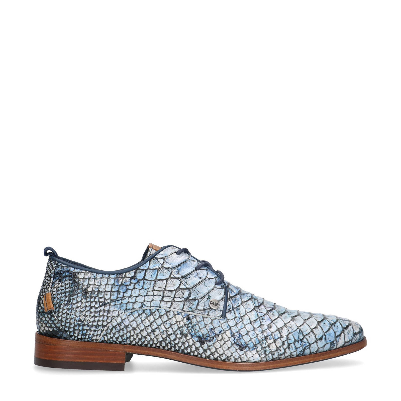 Rehab Greg Snake leren veterschoenen met slangenprint blauw | wehkamp