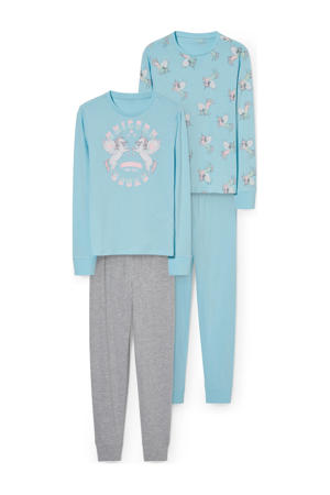 pyjama - set van 2 blauw/grijs